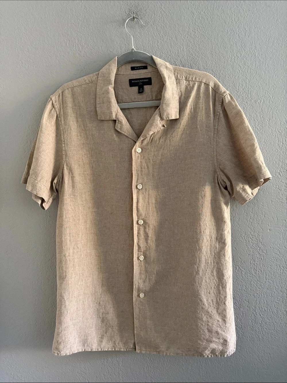 Banana Republic Men’s Linen Shirt Button Up – Short Sleeve Summer Shirt Size M
